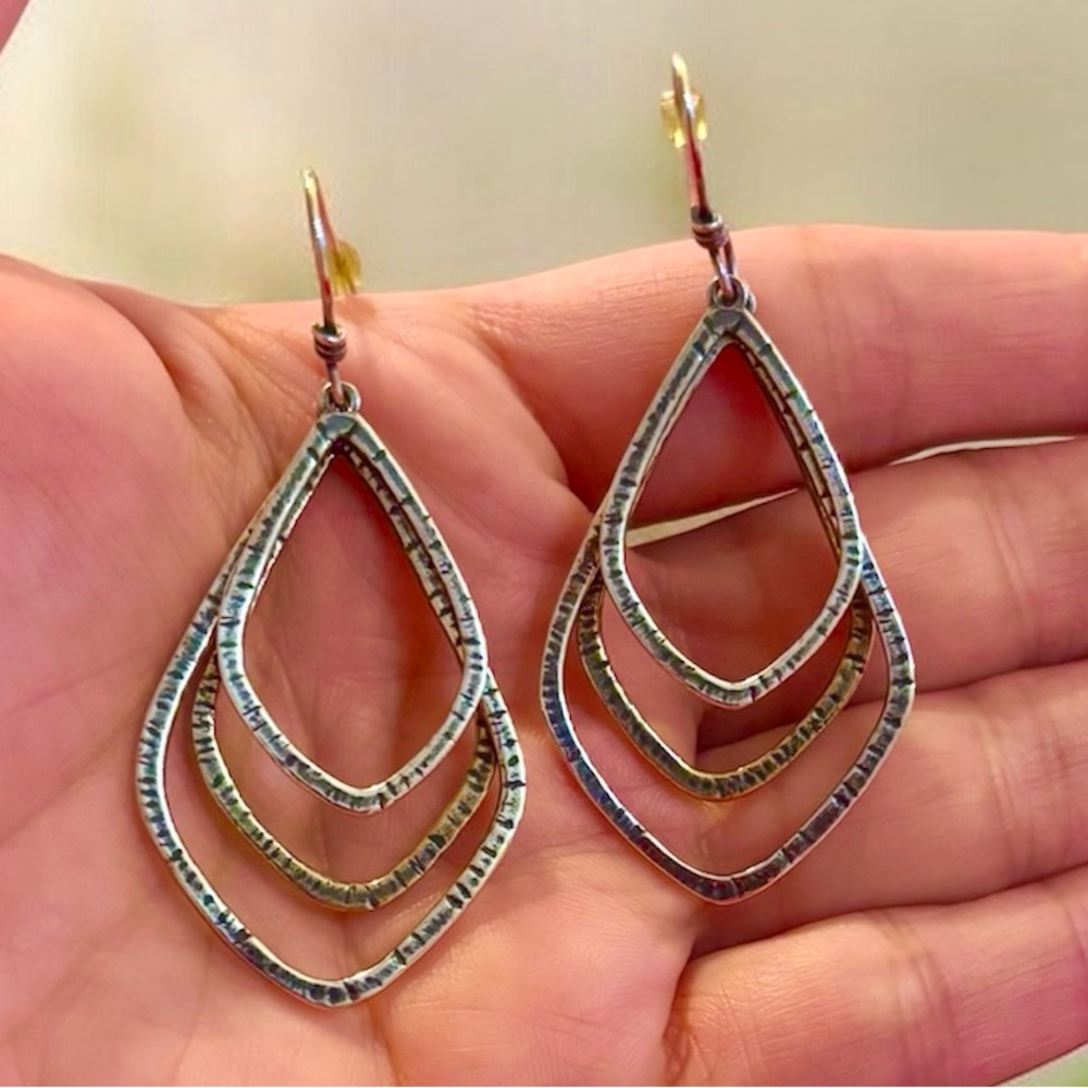 James Avery Forged Elements Silver and Bronze Drop Earrings